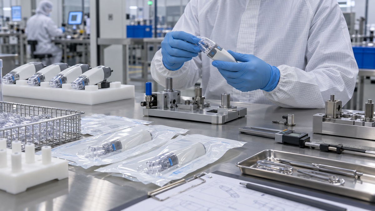 Medical device production units, inspection fixtures and manufacturing-transfer verification tools