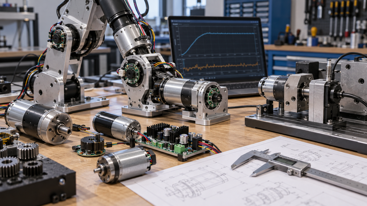 Compact DC motors, planetary gearboxes and motor-driver electronics for robotics