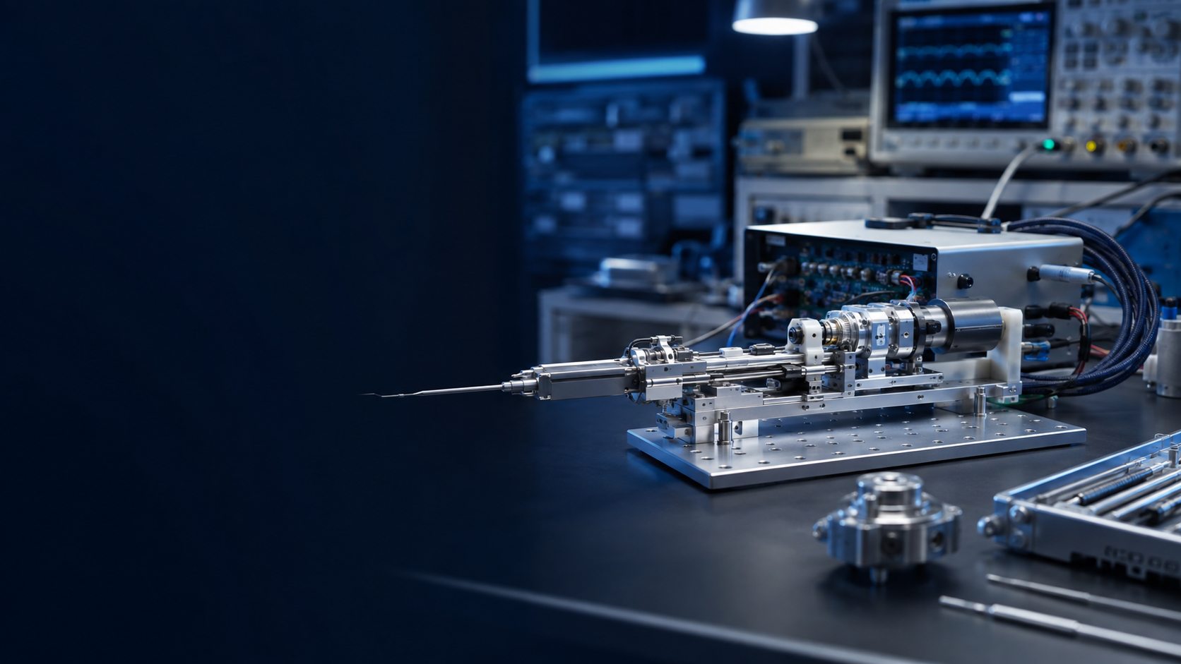 Conceptual precision medical-device prototype on an engineering test bench
